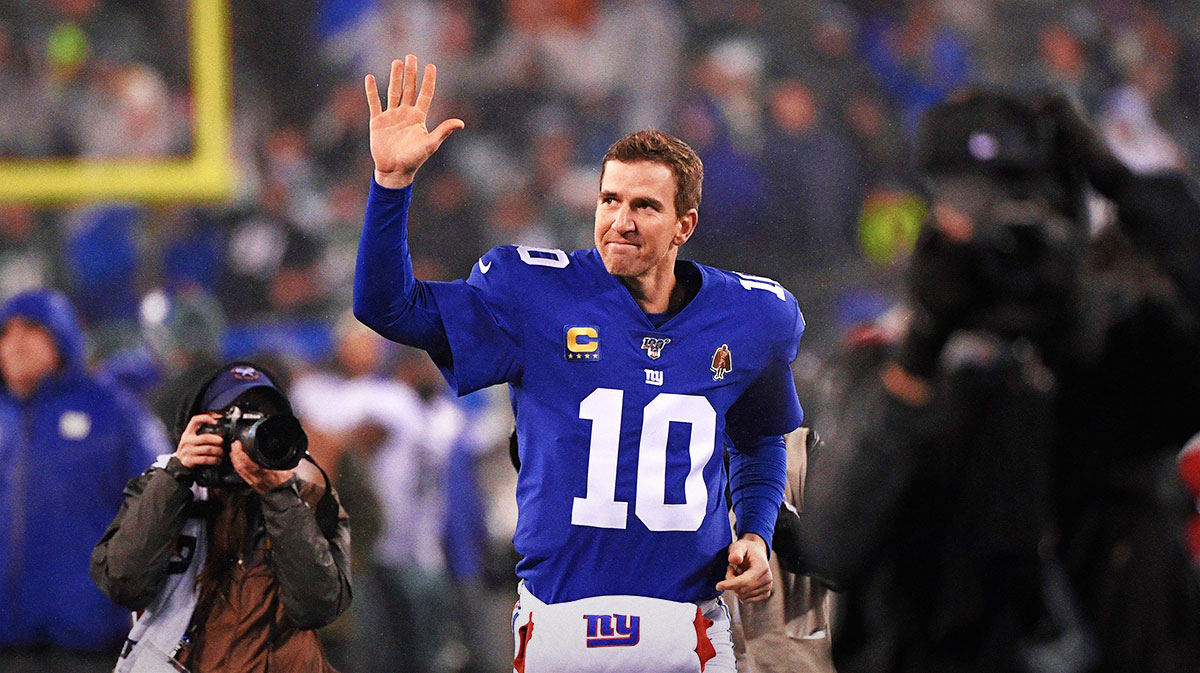 Eli Manning, who may return to the team as an owner, after a New York Giants game against the Dolphins.