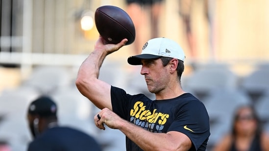 Aaron Rodgers joins the Steelers for what may be his final NFL season. (Photo by Joe Sargent / GETTY IMAGES NORTH AMERICA / Getty Images via AFP)(Getty Images via AFP)