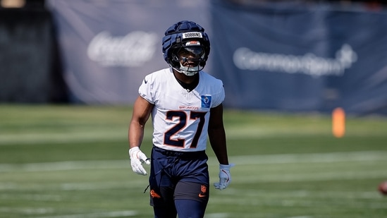 Jul 23, 2025; Charlotte, NC, USA; Carolina Panthers rookie linebacker Nic Scourton (11) walks to the field for Panthers Training Camp. (Mandatory Credit: Scott Kinser-Imagn Images)(IMAGN IMAGES via Reuters Connect)