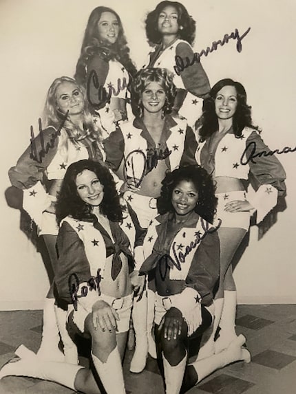 The 1972 squad pic of the first professional Dallas Cowboys Cheerleaders: (clockwise, from...