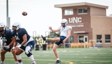 Leo Blumentritt punting for UNC football