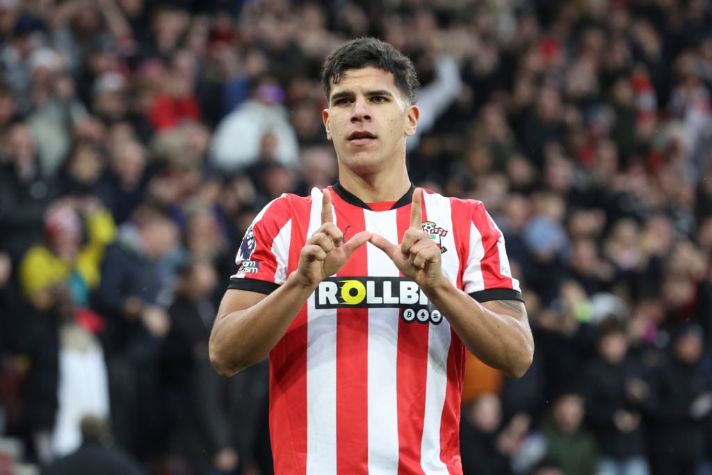 Mateus Fernandes celebrates during Southampton FC v Liverpool FC - Premier League
