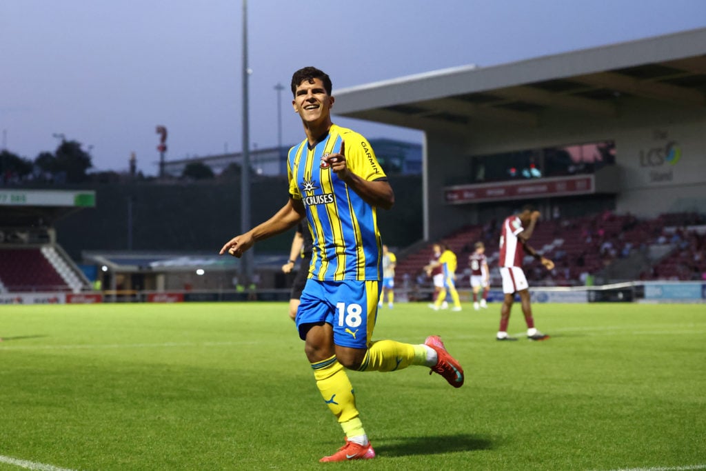 Mateus Fernandes celebrates during Northampton Town v Southampton - Carabao Cup