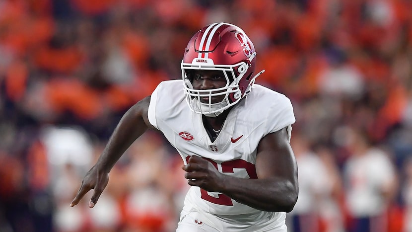 Stanford linebacker David Bailey (23) runs on the field during the first half of an NCAA...