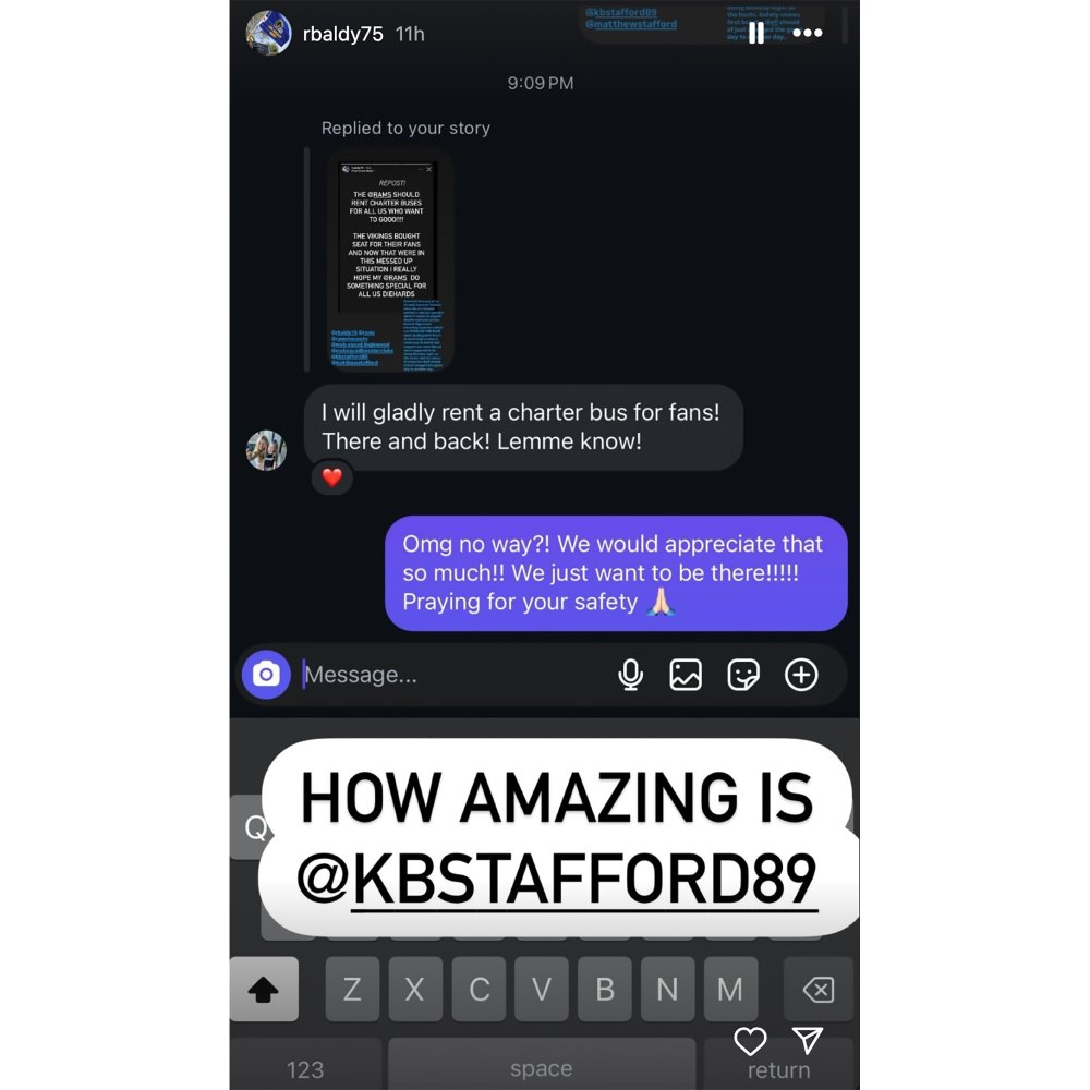 Kelly Stafford Is Renting a Charter Bus to Get LA Rams Fans to Arizona for Playoff Game