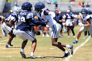 Dallas Cowboys cornerback Zion Childress (48) covers wide receiver George Pickens (3) during...