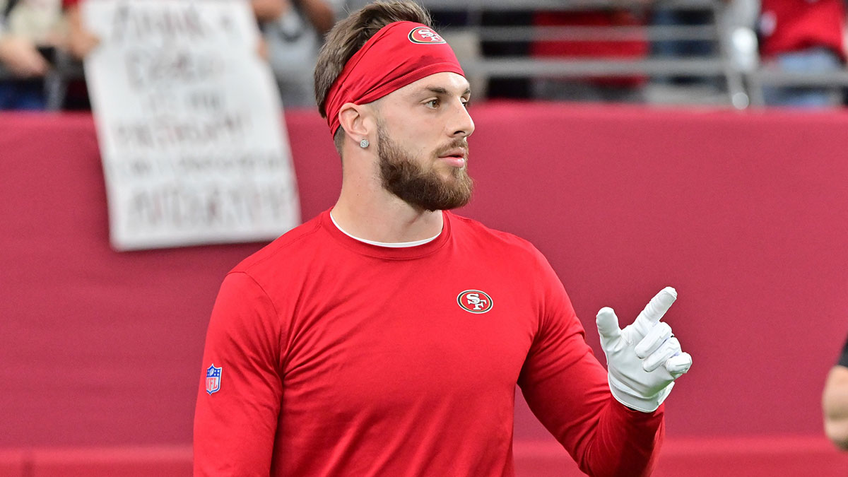 San Francisco 49ers wide receiver Ricky Pearsall (14) looks on prior to the game against the Arizona Cardinals