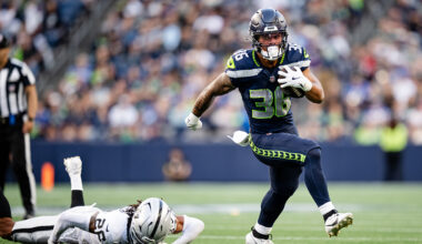 Seattle Seahawks George Holani touchdown run preseason Las Vegas Raiders 2025...