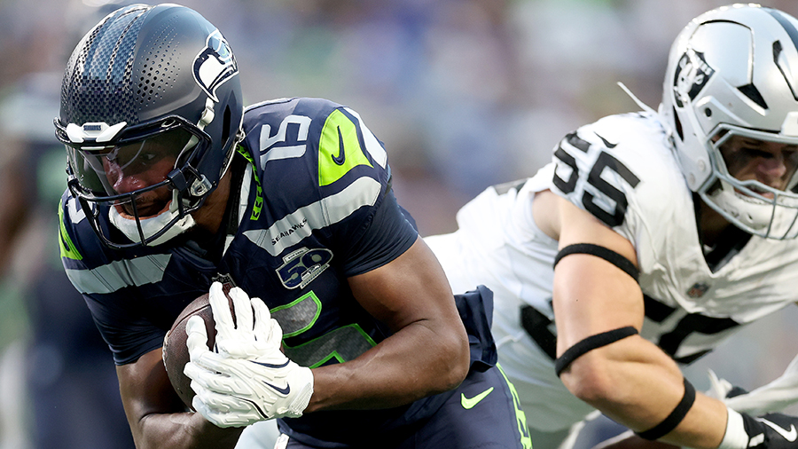 Seattle Seahawks Tory Horton Las Vegas Raiders 2025 preseason...