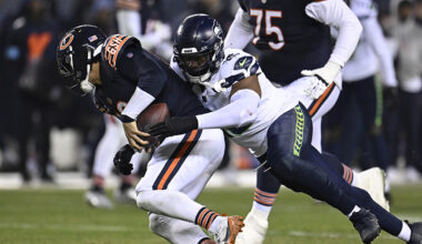 Seattle Seahawks Uchenna Nwosu sack Chicago Bears Caleb Williams 2024...