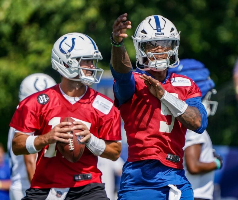 Anthony Richardson and Daniel Jones at Indianapolis Colts training camp - 2025