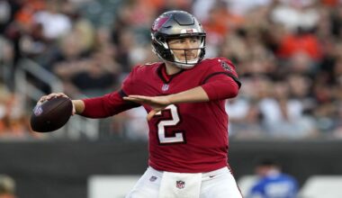 Kyle Trask, a second-round 2021 pick out of Florida, sat behind Tom Brady and Blaine Gabbert his first two seasons on the roster and has backed up Baker Mayfield the past two years. (AP Photo)