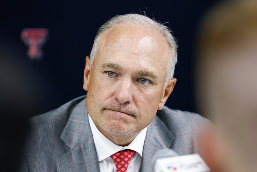 Texas Tech head coach Joey McGuire listens to a question during Big 12 Media Days at the...