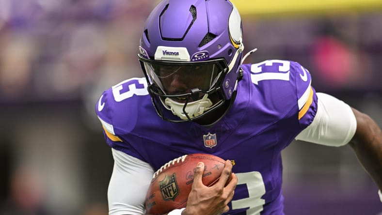 Tai Felton gets ready before a preseason game at U.S. Bank Stadium for the Vikings. vikings roster needs 2026