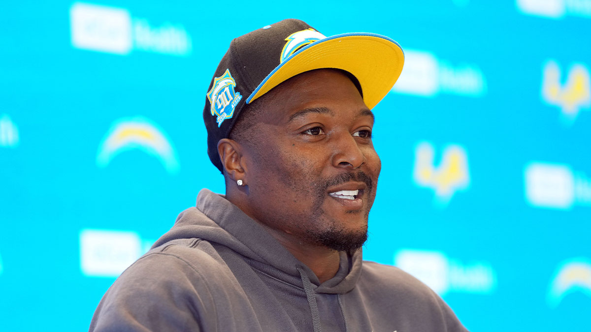 Los Angeles Chargers safety Tony Jefferson at a press conference during organized team activities at The Bolt.