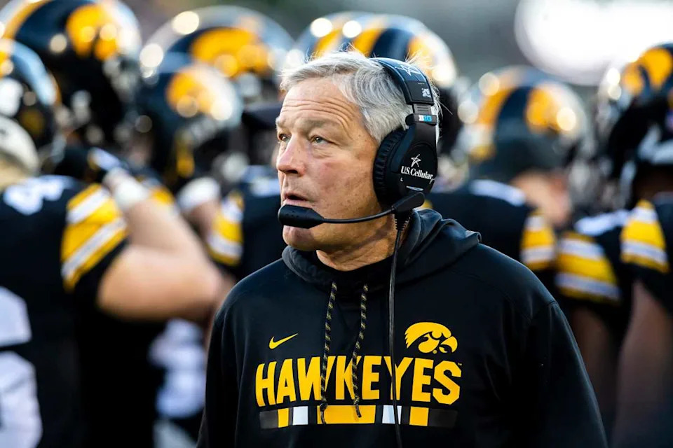 Iowa head coach Kirk Ferentz looks on during a NCAA Big Ten Conference football game against Nebraska, Friday, Nov. 25, 2022, at Kinnick Stadium in Iowa City, Iowa.© Joseph Cress&sol;Iowa City Press-Citizen &sol; USA TODAY NETWORK via Imagn Images