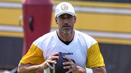 Steelers quarterback Aaron Rodgers takes part in an NFL minicamp in Pittsburgh on June 11, 2025. Steelers quarterback Aaron Rodgers takes part in an NFL minicamp in Pittsburgh on June 11, 2025.