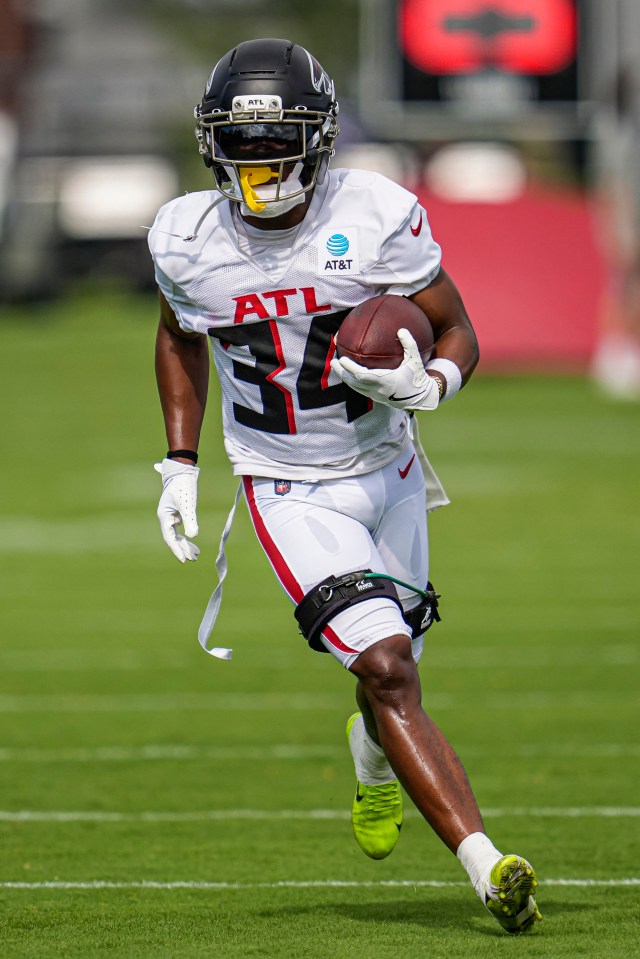 Ray-Ray McCloud III, Atlanta Falcons wide receiver, running with the football.