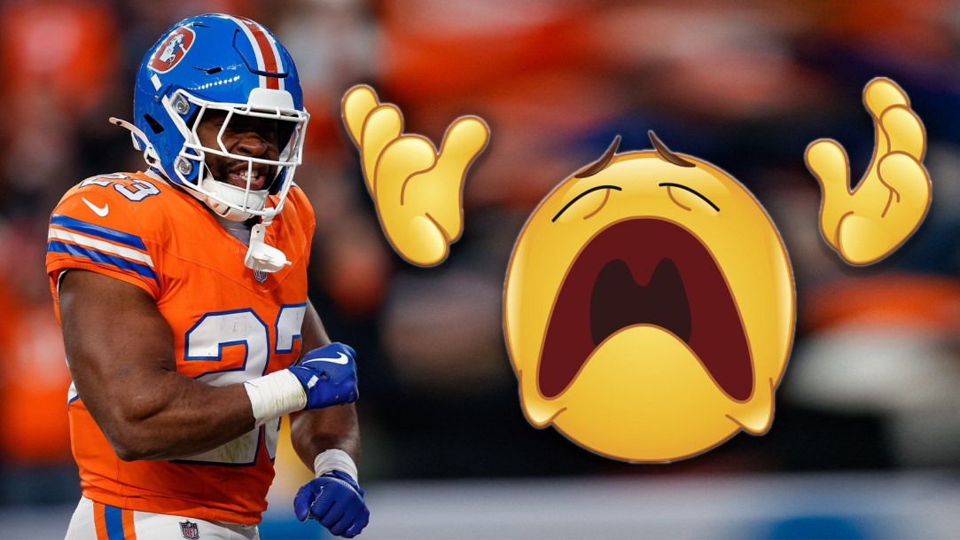Audric Estime Pouting Denver Broncos