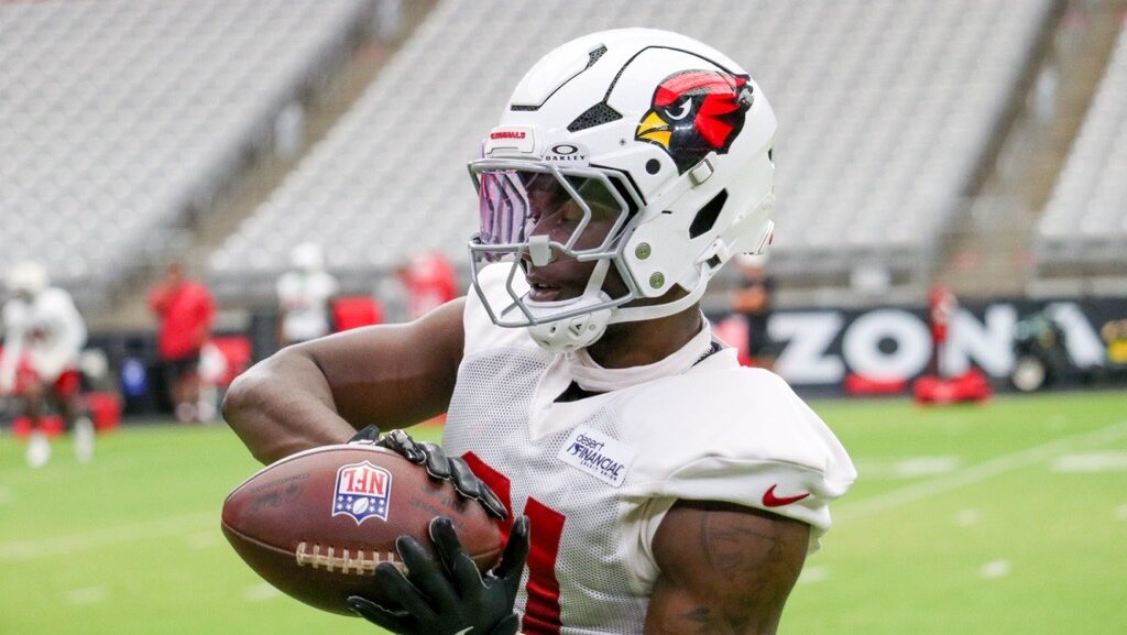 Cardinals CB Garrett Williams makes a catch...