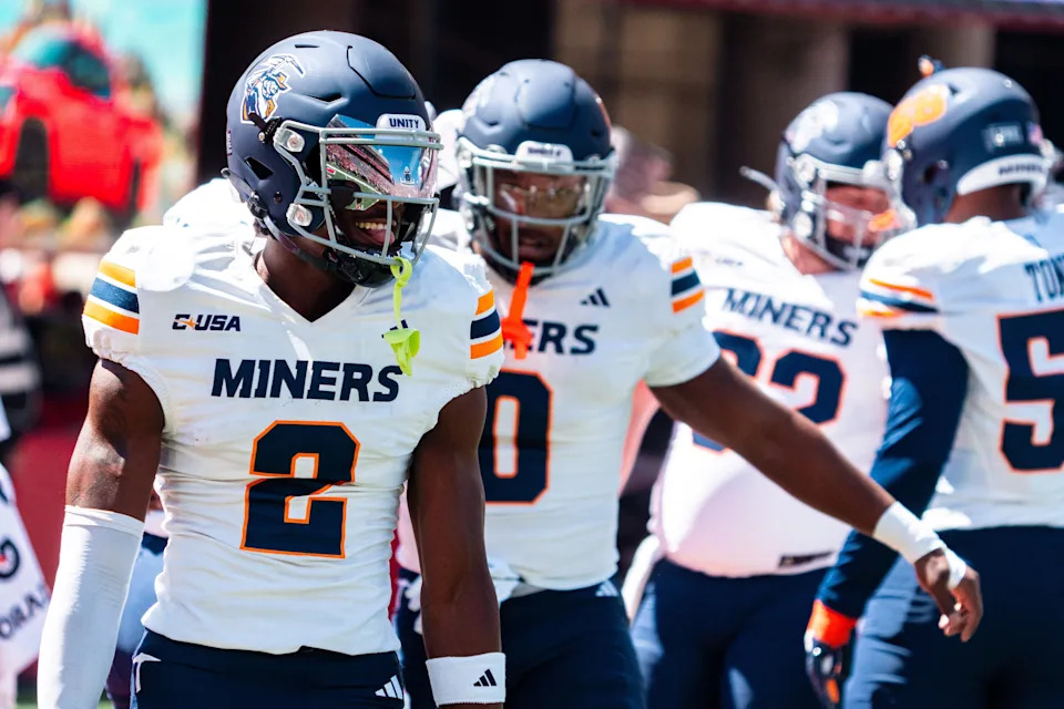 Aug 31, 2024; Lincoln, Nebraska, USA; UTEP Miners safety Xavier Smith (2) smiles during warmups before a game against the Nebraska Cornhuskers at Memorial Stadium.