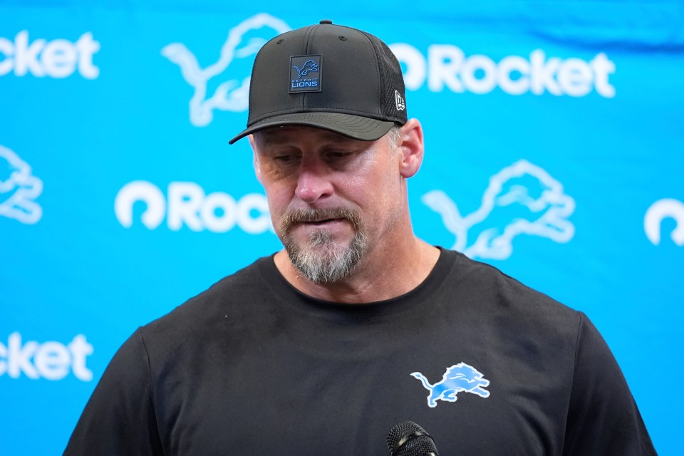 Detroit Lions head coach Dan Campbell at a press conference.