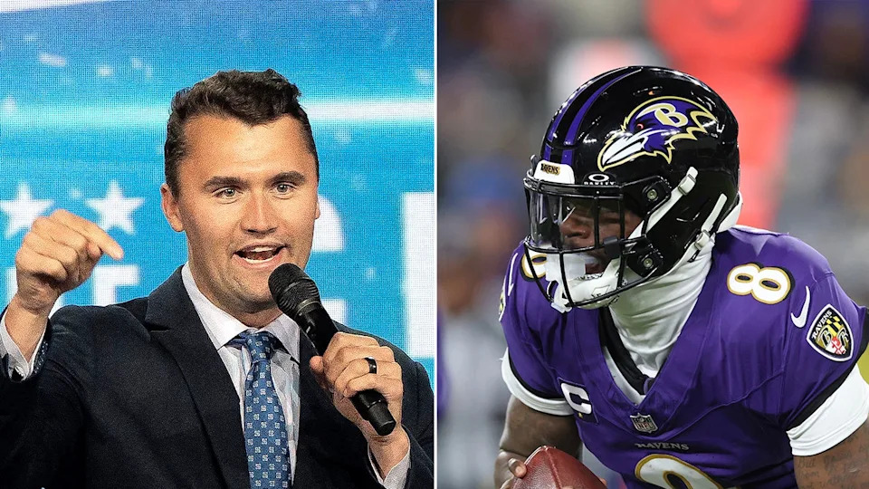 Charlie Kirk and Baltimore Ravens MVP Lamar Jackson split