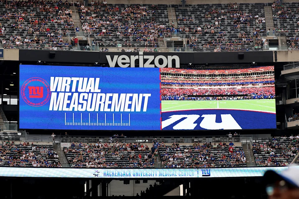 The NFL has evolved technologically, including with this season's virtual measurements. (AP Photo/Gregory Payan)