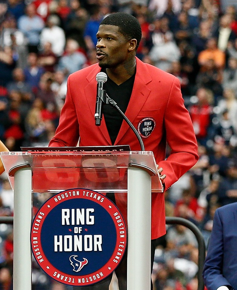 Andre Johnson inducted into the Houston Texans Ring of Honor.