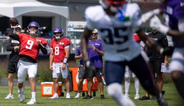 Young QBs J.J. McCarthy & Drake Maye Log Reps; Vikings & Patriots Defenses Apply Pressures