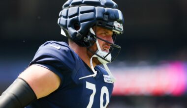 Has Theo Benedet jumped Kiran Amegadjie on Chicago Bears depth chart?