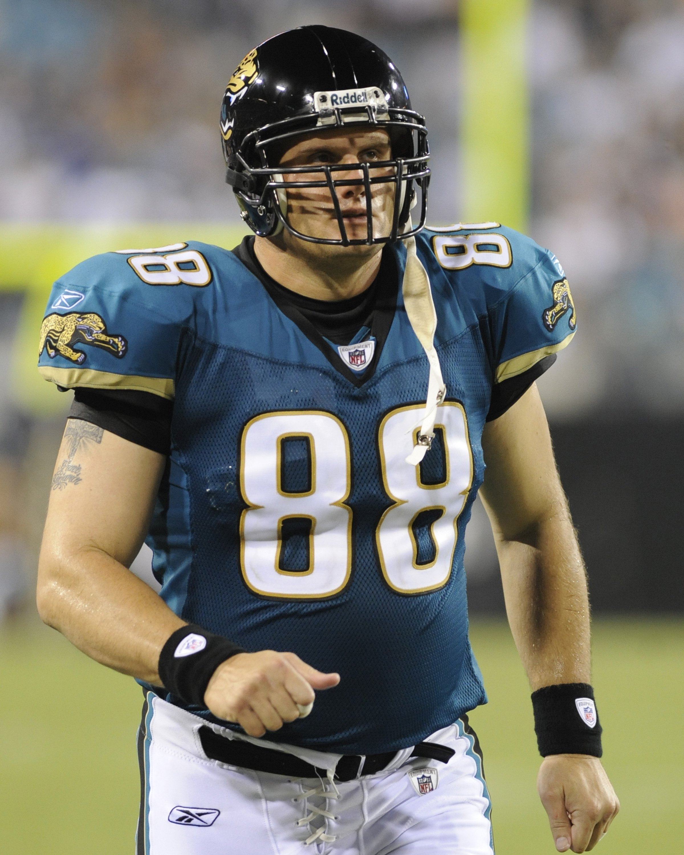 JACKSONVILLE, FL - AUGUST 9: Long snapper Joe Zelenka #88 of the Jacksonville Jaguars watches play against the Atlanta Falcons at Jacksonville Municipal Stadium on August 9, 2008 in Jacksonville, Florida. (Photo by Al Messerschmidt/Getty Images)
