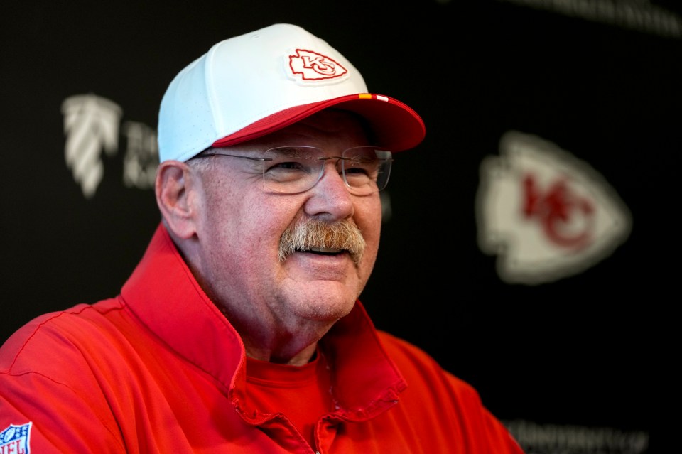 Andy Reid, head coach of the Kansas City Chiefs, at a press conference.