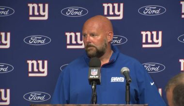 Coach Brian Daboll, QB Russell Wilson, QB Jaxson Dart