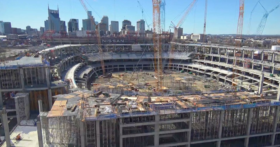 Construction of a new NFL stadium.