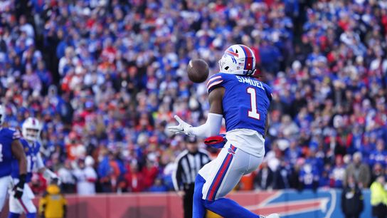 Buffalo Bills wide receiver Curtis Samuel (1) catches a pass during the fourth quarter against the Denver Broncos in the 2025 AFC Wild Card game at Highmark Stadium. Buffalo Bills wide receiver Curtis Samuel (1) catches a pass during the fourth quarter against the Denver Broncos in the 2025 AFC Wild Card game at Highmark Stadium.