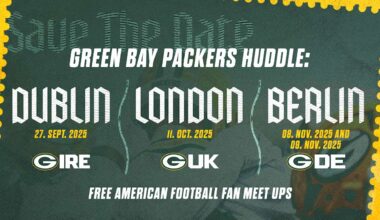 Green Bay Packers hosting “Huddle” events for fans in Europe