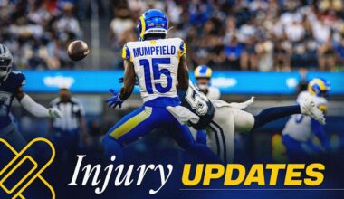 Rams quarterback Matthew Stafford's (back) workout plan, running back Ronnie Rivers (ribs) and tight end Anthony Torres (ankle) 'out for a little bit of time,' wide receiver Konata Mumpfield (ankle) cleared