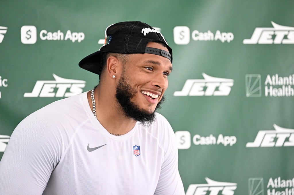 Jets linebacker Jermaine Johnson at training camp.