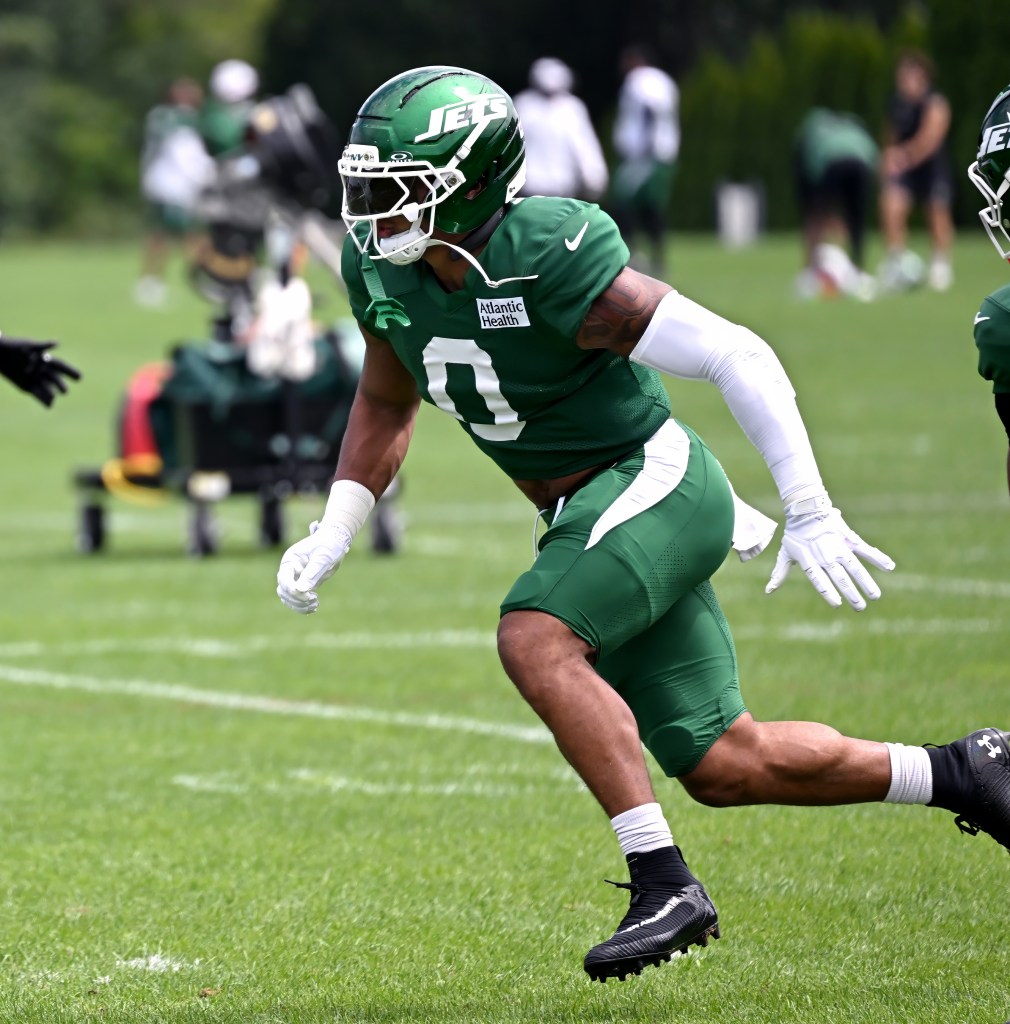 Jets running back Braelon Allen at practice.