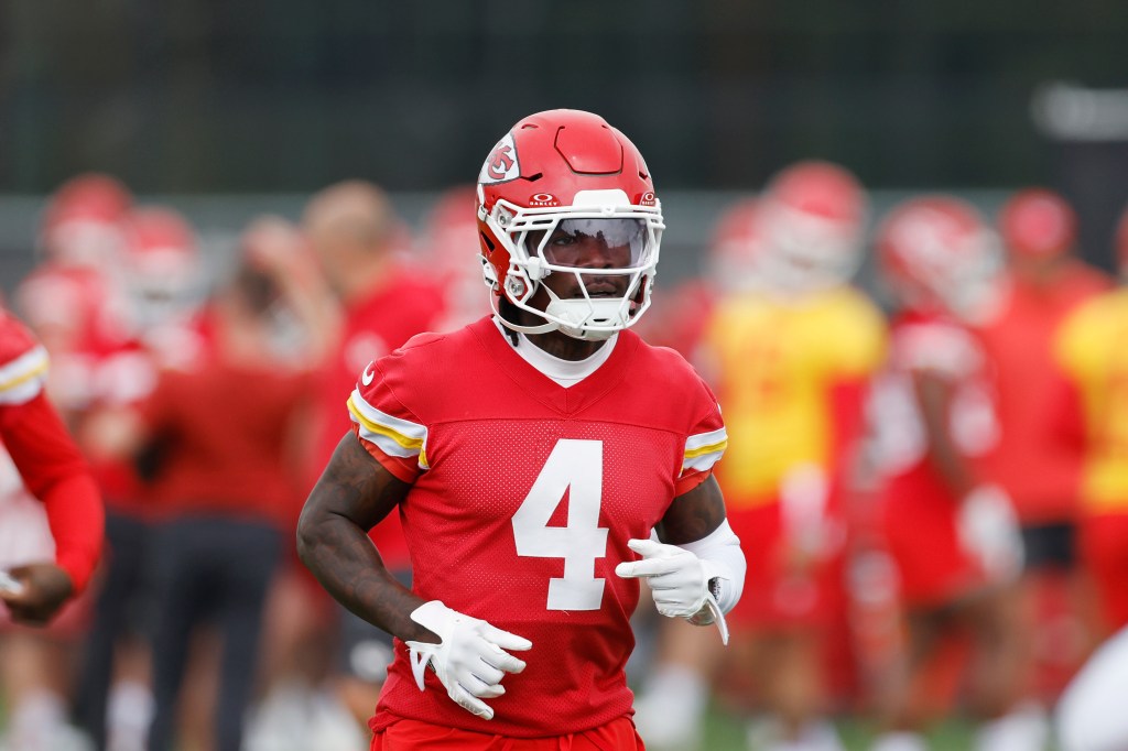 Kansas City Chiefs wide receiver Rashee Rice at practice.