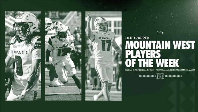 mountain west awards graphic with pictures of football players in action