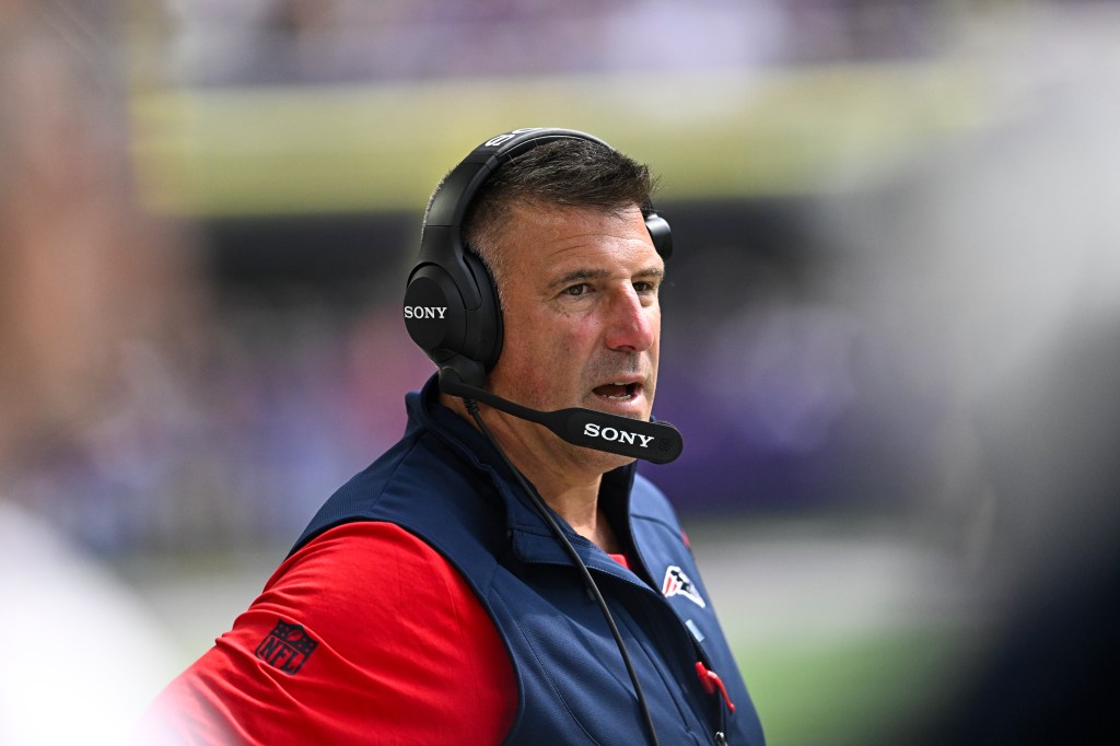 Mike Vrabel, head coach of the New England Patriots, during an NFL preseason game.