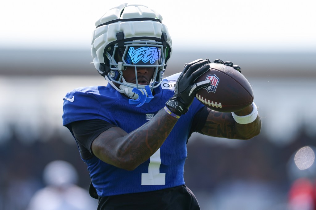 New York Giants wide receiver Malik Nabers at training camp.