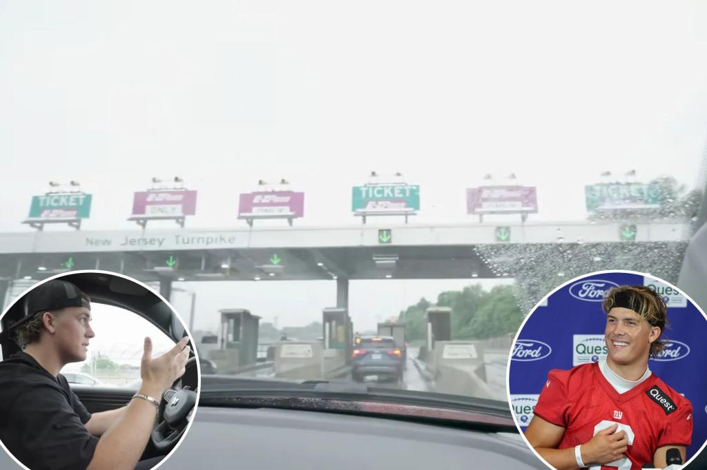 Jaxson Dart baffled by NJ toll options in viral Giants moment