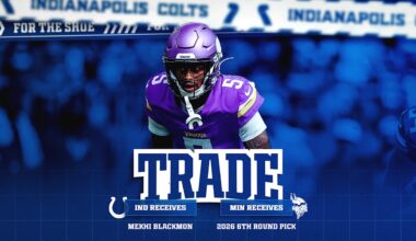 Colts acquire CB Mekhi Blackmon from Minnesota Vikings in exchange for 2026 sixth-round draft pick
