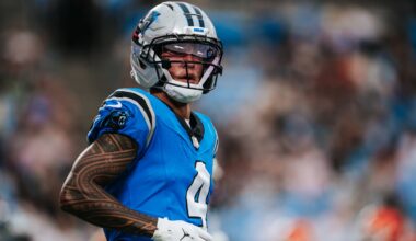 Tetairoa McMillan makes splash play on crucial drive