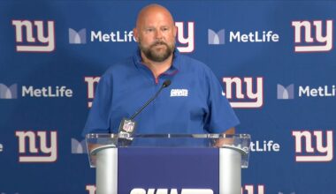 Coach Brian Daboll, QB Russell Wilson, QB Jaxson Dart, OLB Abdul Carter