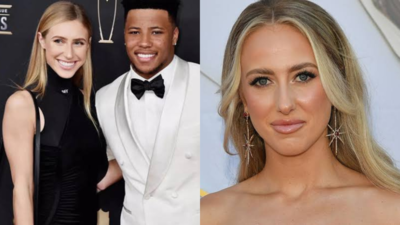 Saquon Barkley's fiancée Anna Congdon compliments Brittany Mahomes blonde look after SI model posts in Chiefs merch