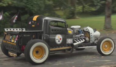 Westmoreland County man wants to turn Steelers-themed hot rod into money for hospital